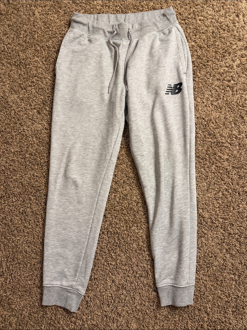New Balance Light Gray Men's Slim Jogger Sweatpants with NB Logo